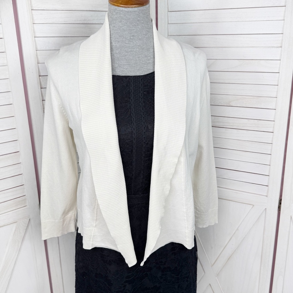 Calvin Klein Open Front Cardigan Topper Sweater‎ Cream Small